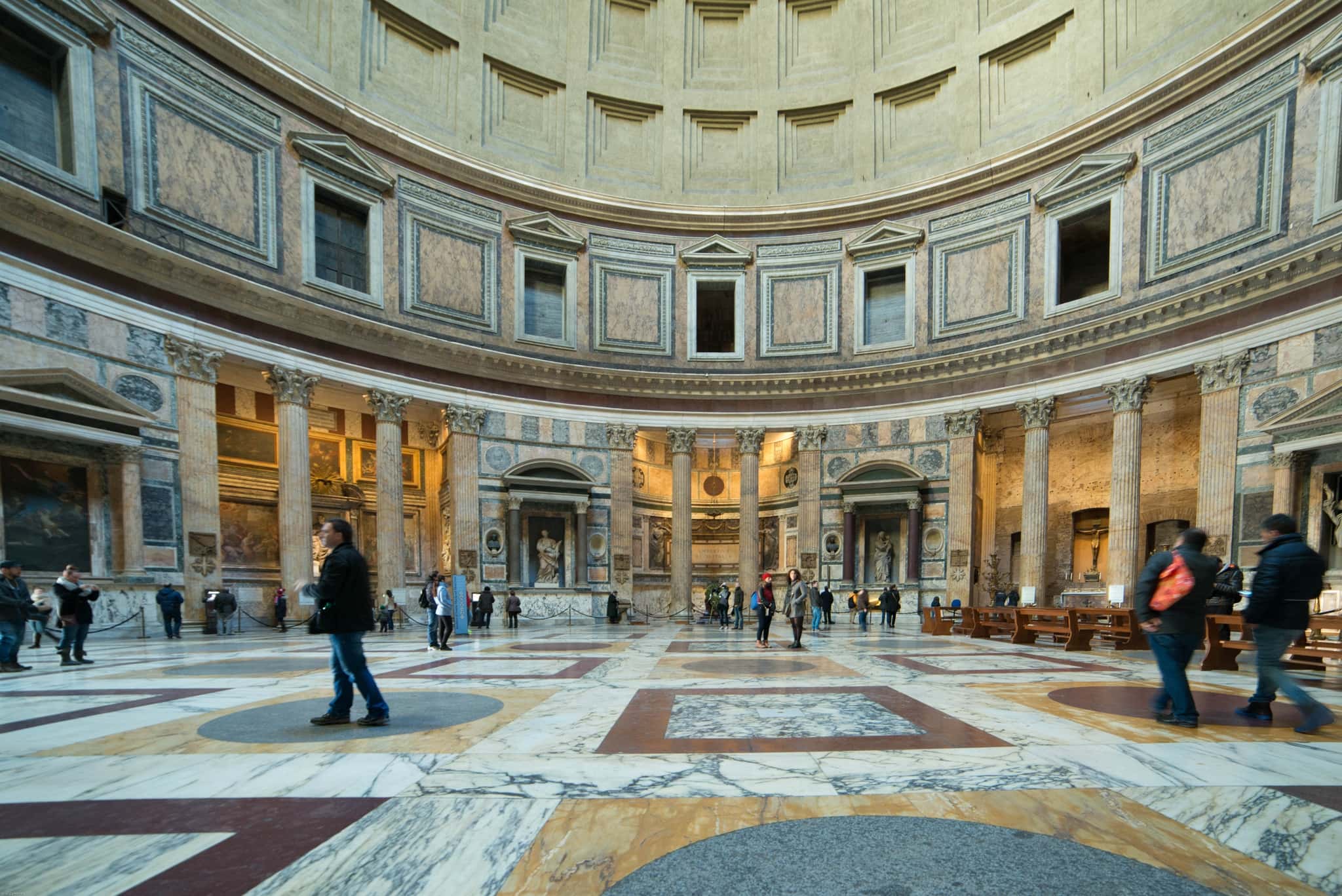 Pantheon Rome Italy interior tourists