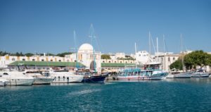 Boats in the harbour Rhodes Greece