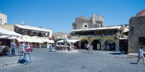 Shops around the square Rhodes Greece