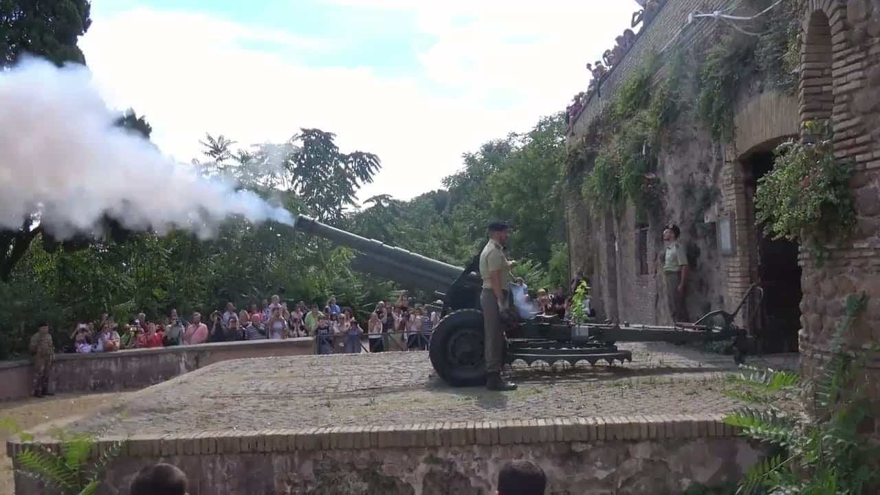 Midday cannon firing at GIANICOLO (JANICULUM HILL) Rome Italy