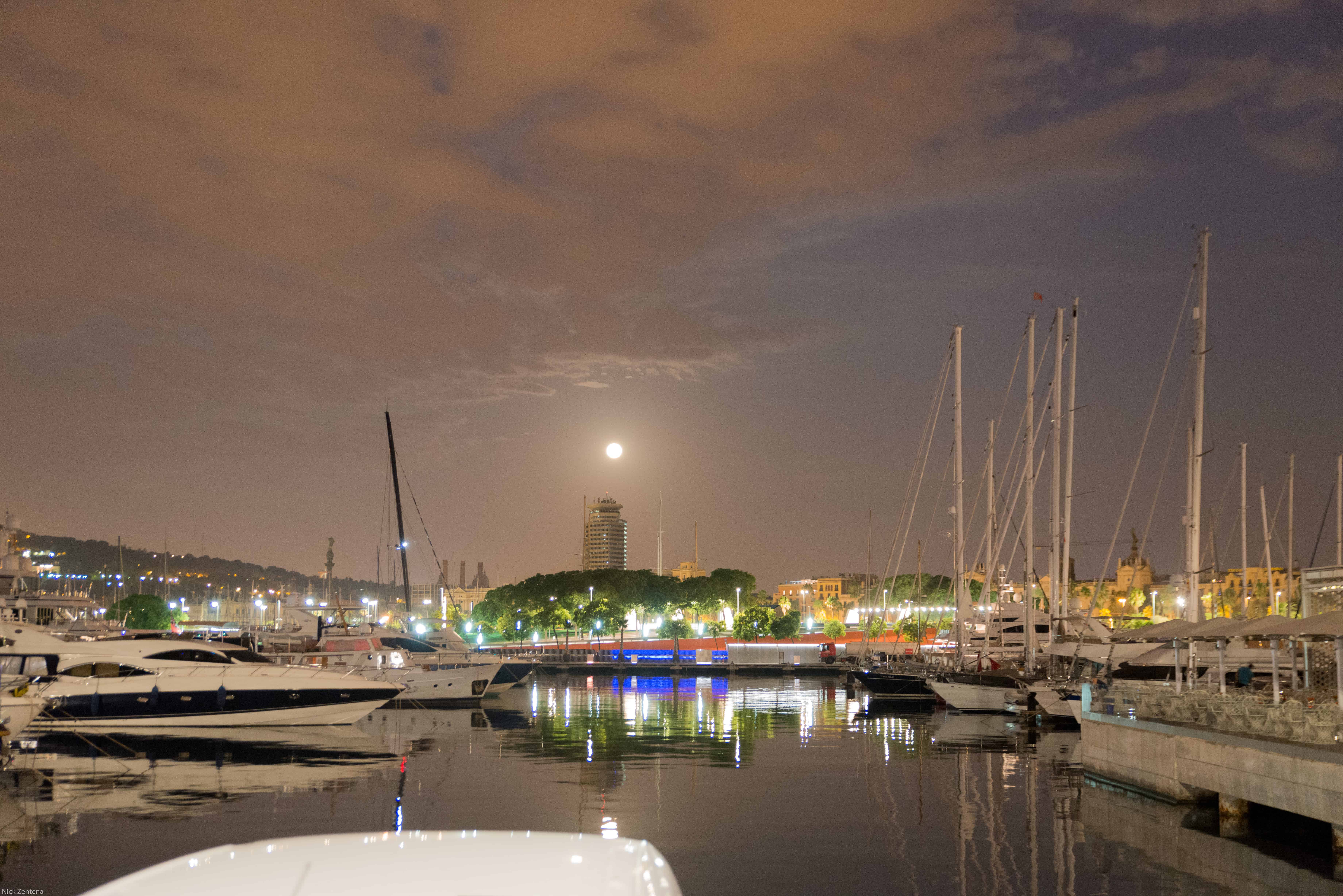 Early morning harbour Barcelona Spain