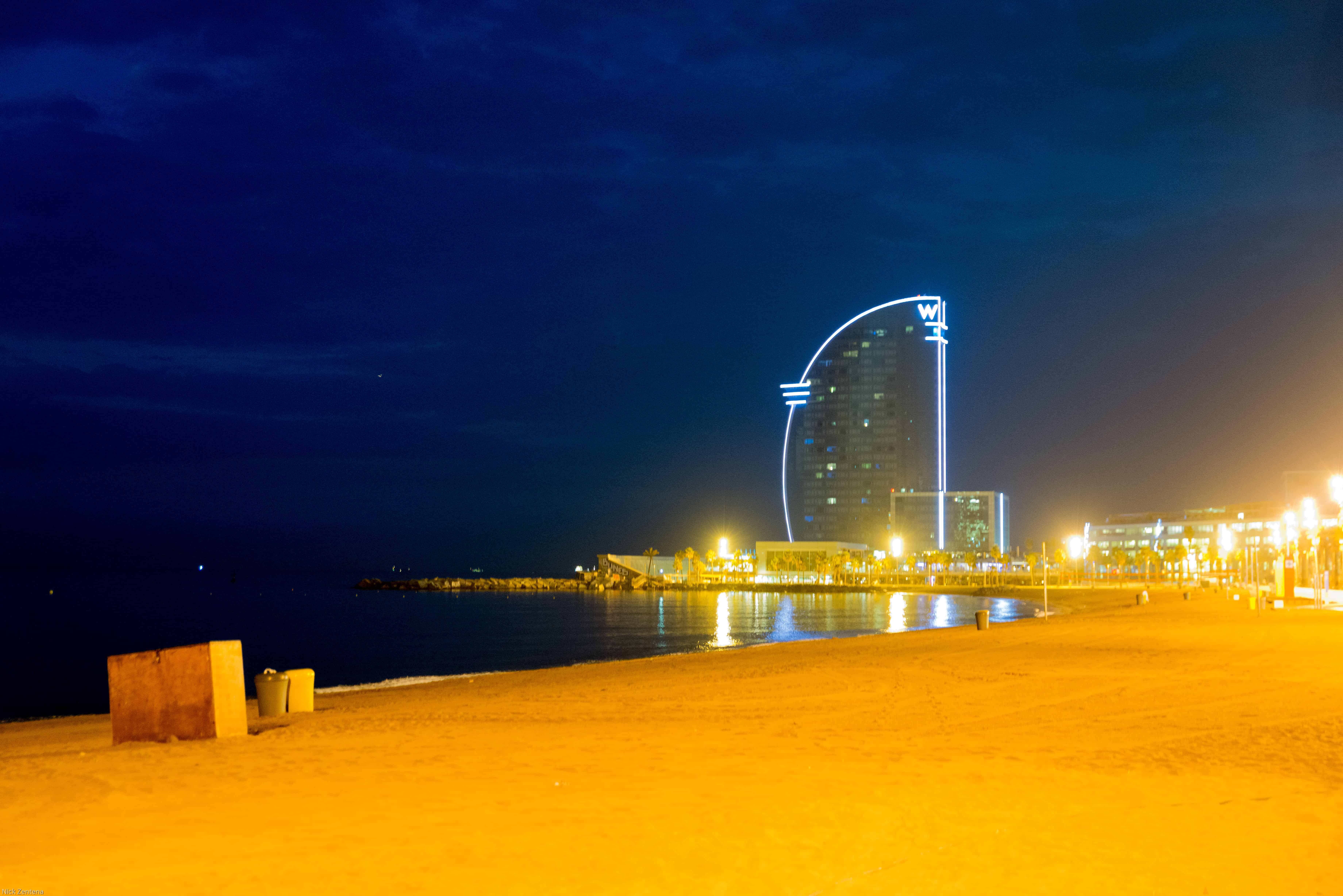 Hotel W Barcelona before sunrise