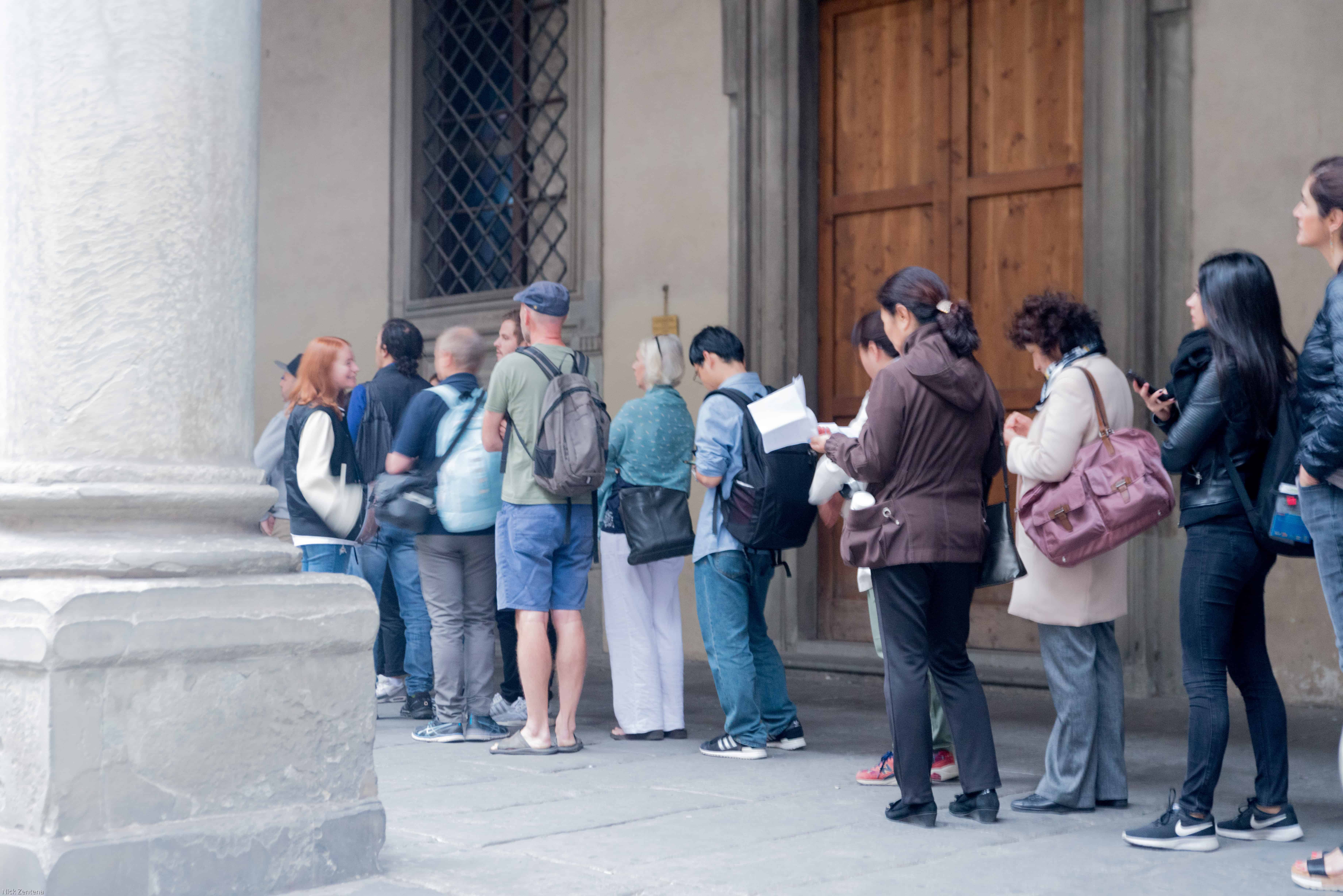 Line for the uffizi in Florence Italy