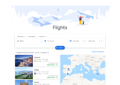 Google Flights intro screen